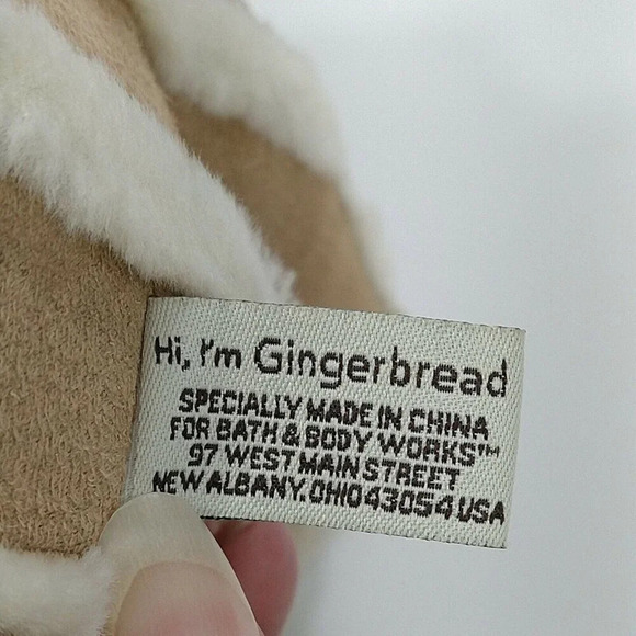 Bath and Body Works Gingerbread Teddy Bear Sitting 9" Tan Faux Suede/Fur - Picture 6 of 7